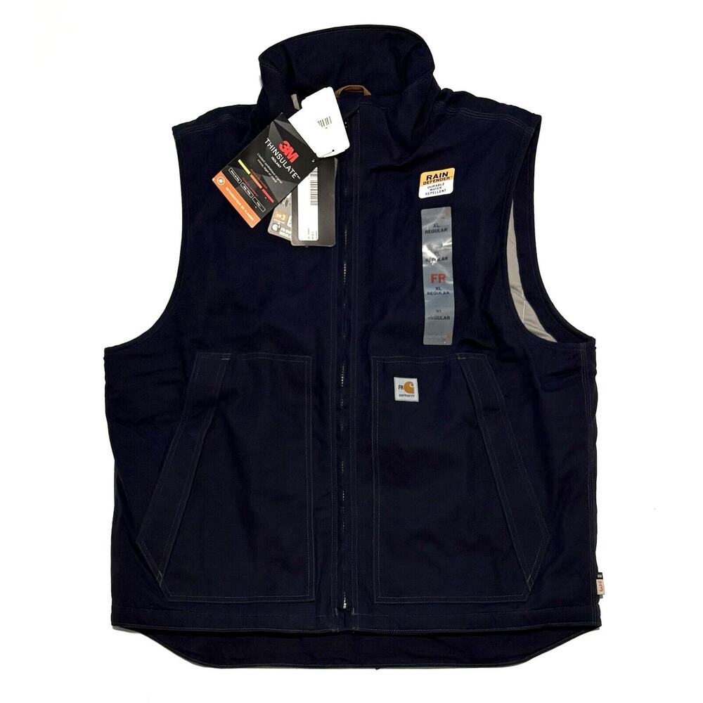 Carhartt 103387 XL Rain Defender FR Flame Resistant Quick Duck Vest Navy Regular